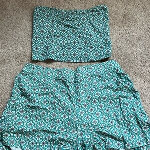 2 piece tube top and short set